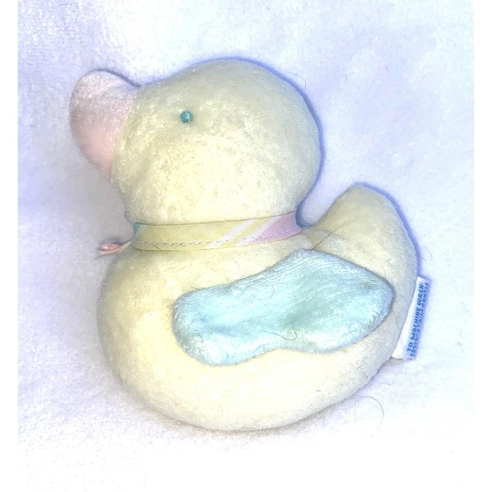 Vintage Eden Duck Pastel Baby Plush Rattle Stuffed Animal Small Cute Y2K 90s
